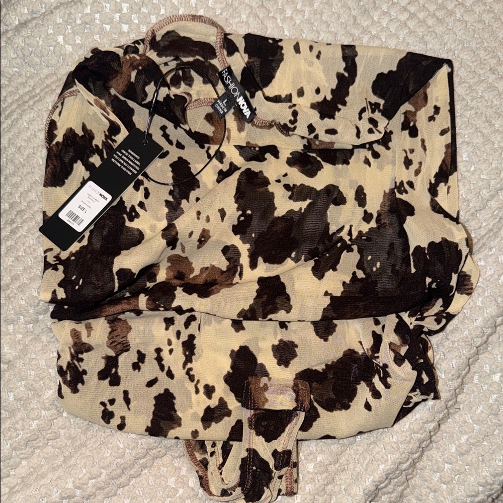 Animal Print Mesh Bodysuit